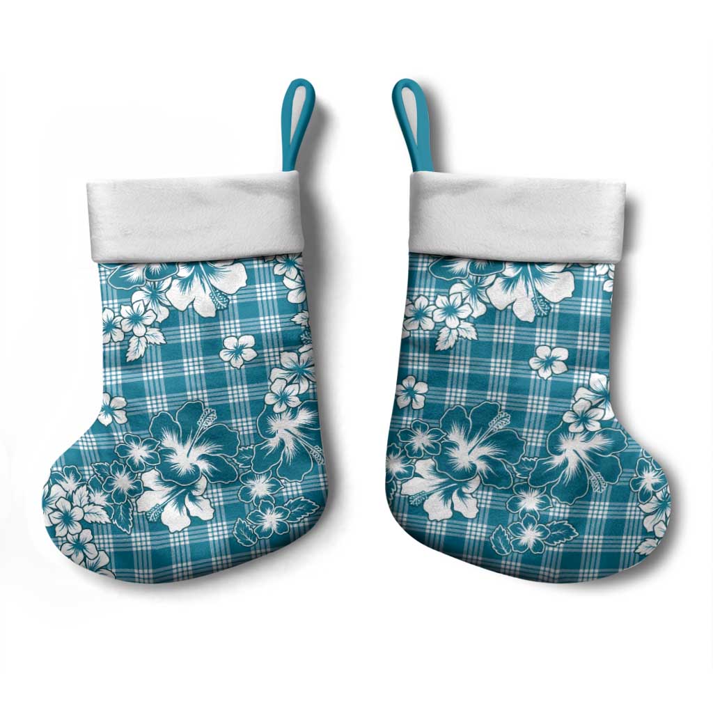 Hibiscus Pakala Ocean Depths Blue Christmas Stocking Tropical Floral Stylized LT01 - Polynesian Pride