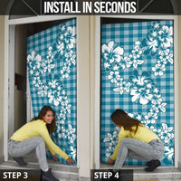 Hibiscus Pakala Ocean Depths Blue Door Cover Tropical Floral Stylized LT01 - Polynesian Pride