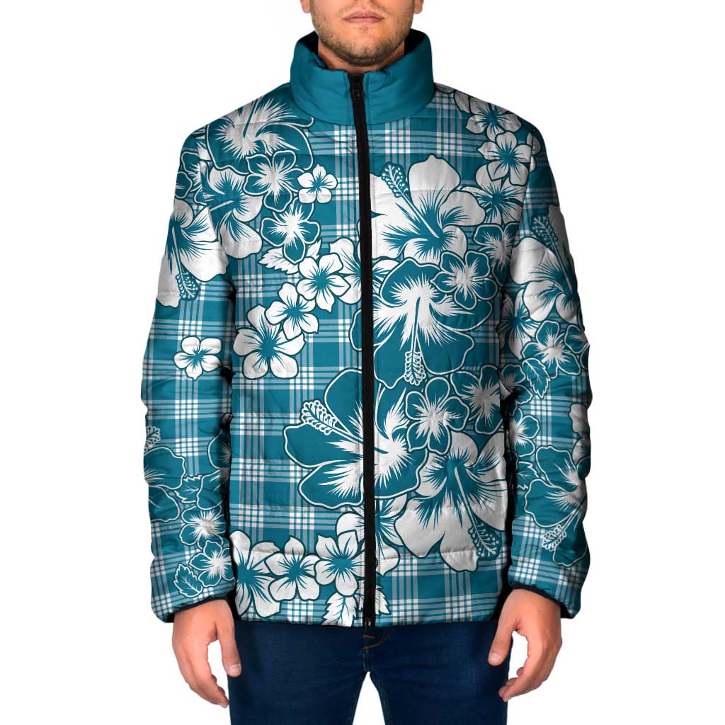 Hibiscus Pakala Ocean Depths Blue Padded Jacket Tropical Floral Stylized LT01 Men Blue - Polynesian Pride