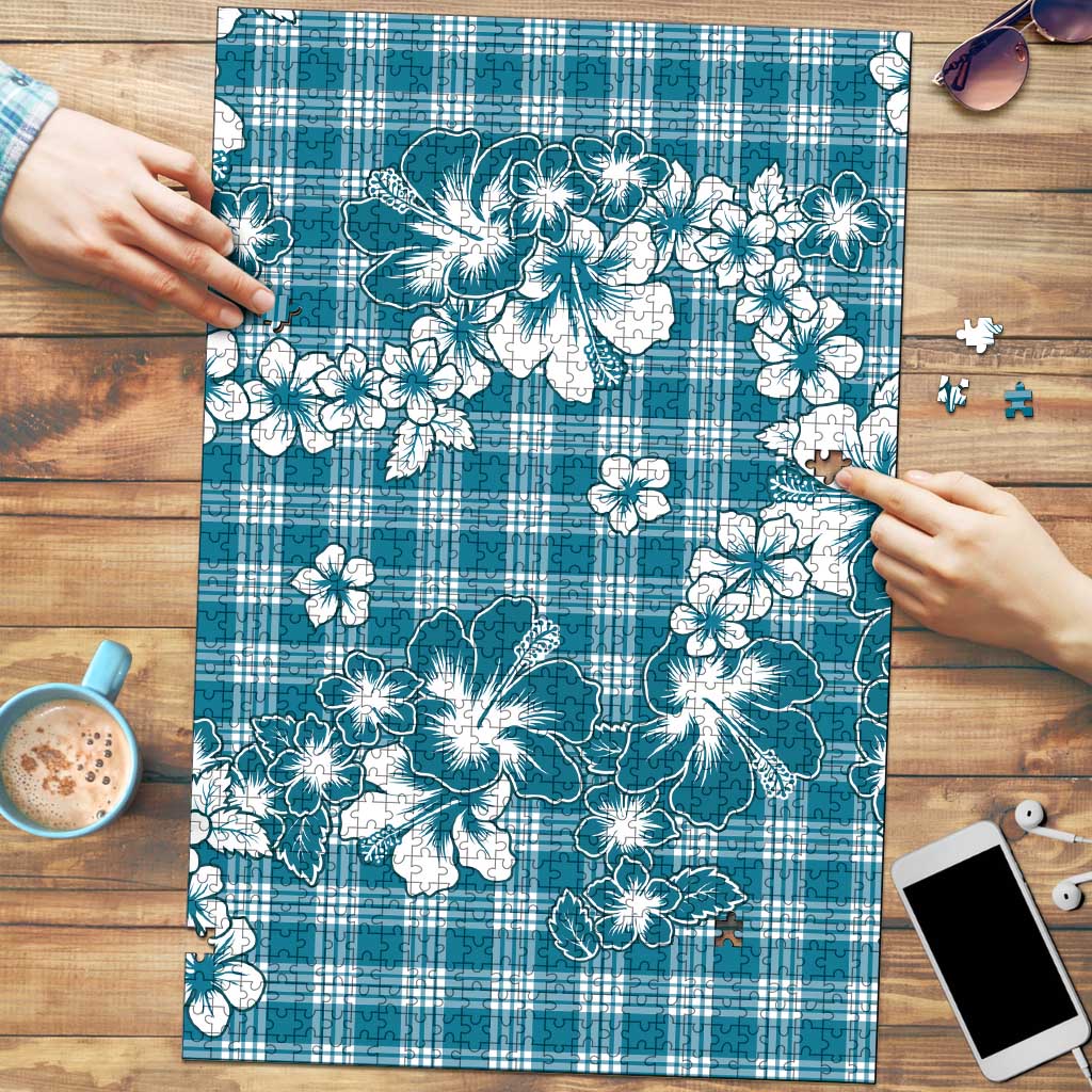 Hibiscus Pakala Ocean Depths Blue Puzzle Tropical Floral Stylized LT01 Blue - Polynesian Pride