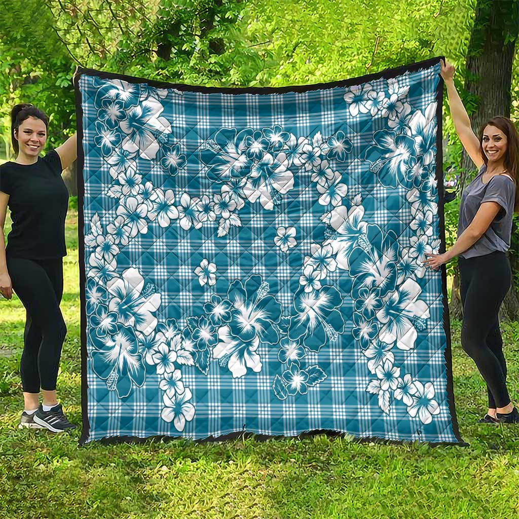 Hibiscus Pakala Ocean Depths Blue Quilt Tropical Floral Stylized LT01 - Polynesian Pride