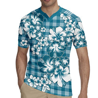 Hibiscus Pakala Ocean Depths Blue Rugby Jersey Tropical Floral Stylized LT01 - Polynesian Pride