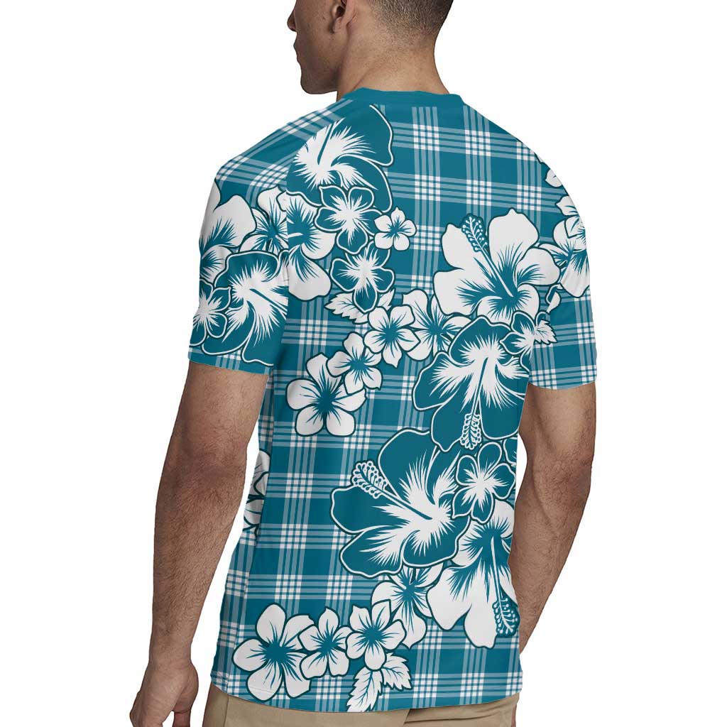 Hibiscus Pakala Ocean Depths Blue Rugby Jersey Tropical Floral Stylized LT01 - Polynesian Pride