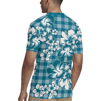 Hibiscus Pakala Ocean Depths Blue Rugby Jersey Tropical Floral Stylized LT01 - Polynesian Pride
