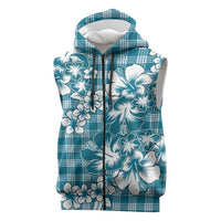 Hibiscus Pakala Ocean Depths Blue Sleeveless Zip Hoodie Tropical Floral Stylized LT01 Blue - Polynesian Pride