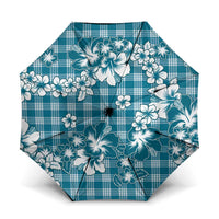 Hibiscus Pakala Ocean Depths Blue Umbrella Tropical Floral Stylized LT01 One Size Folded 11.42 inch Opened Diameter 37.4 inch Blue - Polynesian Pride