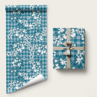 Hibiscus Pakala Ocean Depths Blue Wrapping Paper Tropical Floral Stylized LT01 58" × 23" Blue - Polynesian Pride