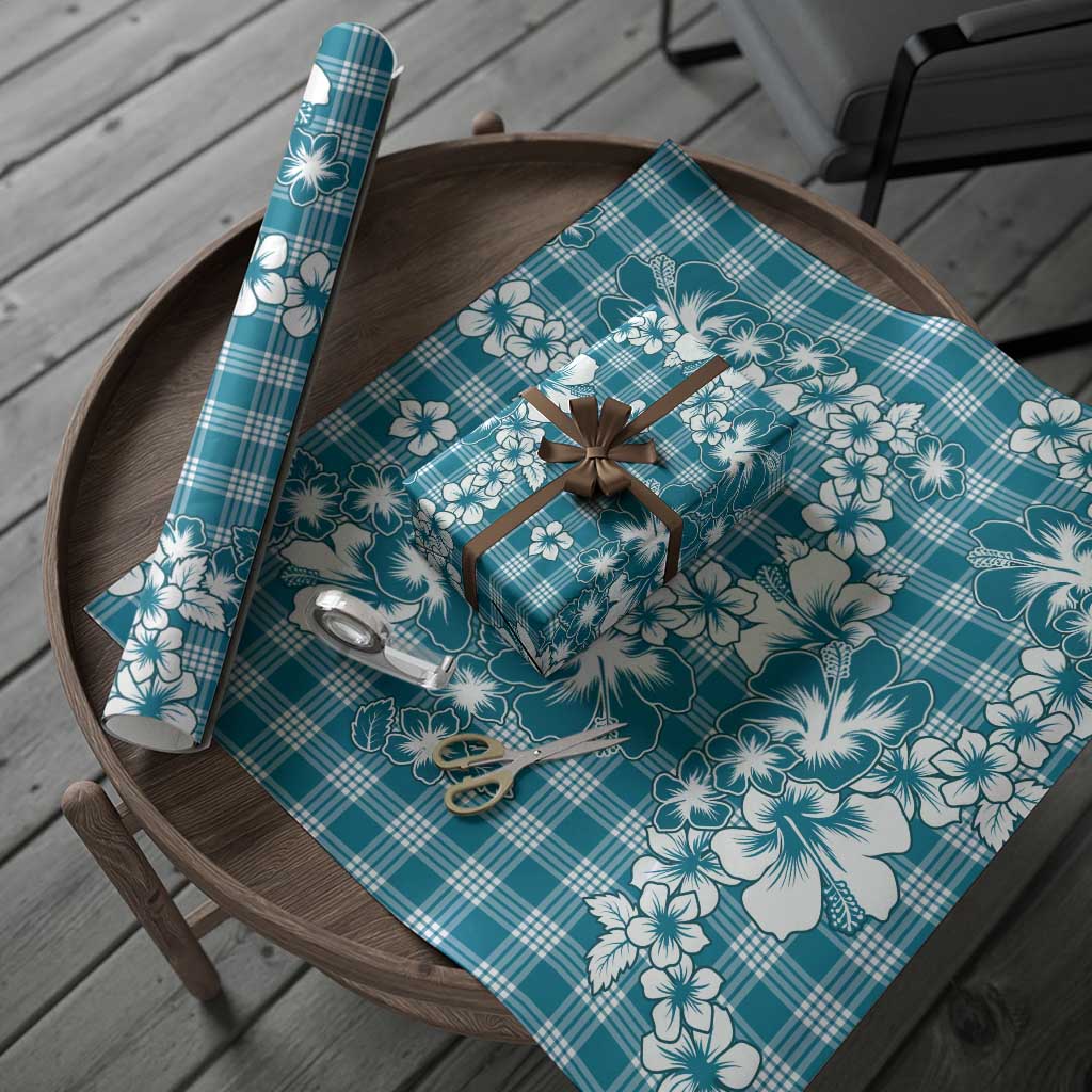 Hibiscus Pakala Ocean Depths Blue Wrapping Paper Tropical Floral Stylized LT01 - Polynesian Pride