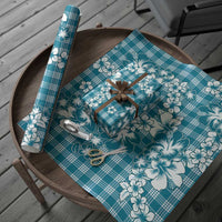 Hibiscus Pakala Ocean Depths Blue Wrapping Paper Tropical Floral Stylized LT01 - Polynesian Pride