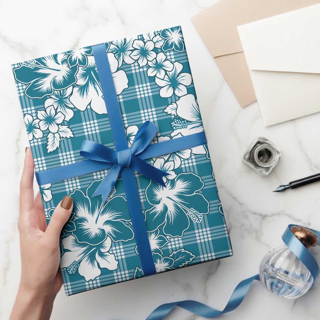 Hibiscus Pakala Ocean Depths Blue Wrapping Paper Tropical Floral Stylized LT01 - Polynesian Pride