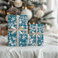 Hibiscus Pakala Ocean Depths Blue Wrapping Paper Tropical Floral Stylized LT01 - Polynesian Pride