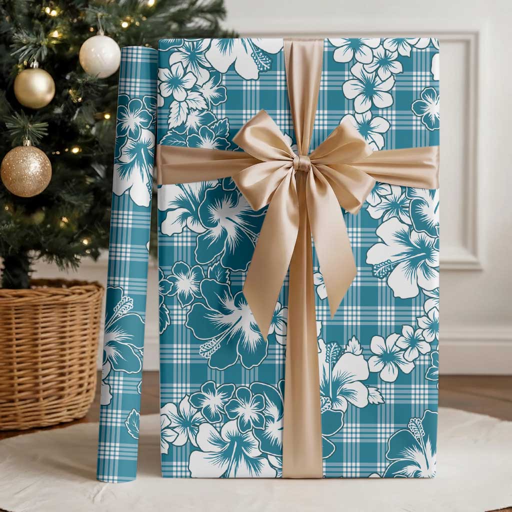 Hibiscus Pakala Ocean Depths Blue Wrapping Paper Tropical Floral Stylized LT01 - Polynesian Pride