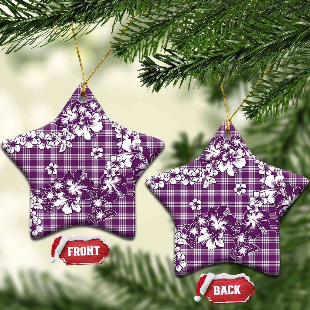 Hibiscus Pakala Sweetie Purple Ceramic Ornament Tropical Floral Stylized LT01 Star Purple - Polynesian Pride