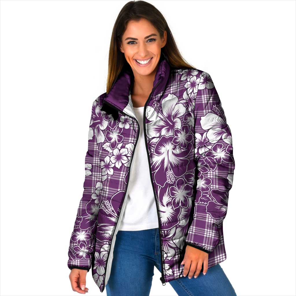 Hibiscus Pakala Sweetie Purple Padded Jacket Tropical Floral Stylized LT01 Women Purple - Polynesian Pride