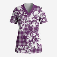 Hibiscus Pakala Sweetie Purple Scrub Top Tropical Floral Stylized LT01 Adult Purple - Polynesian Pride