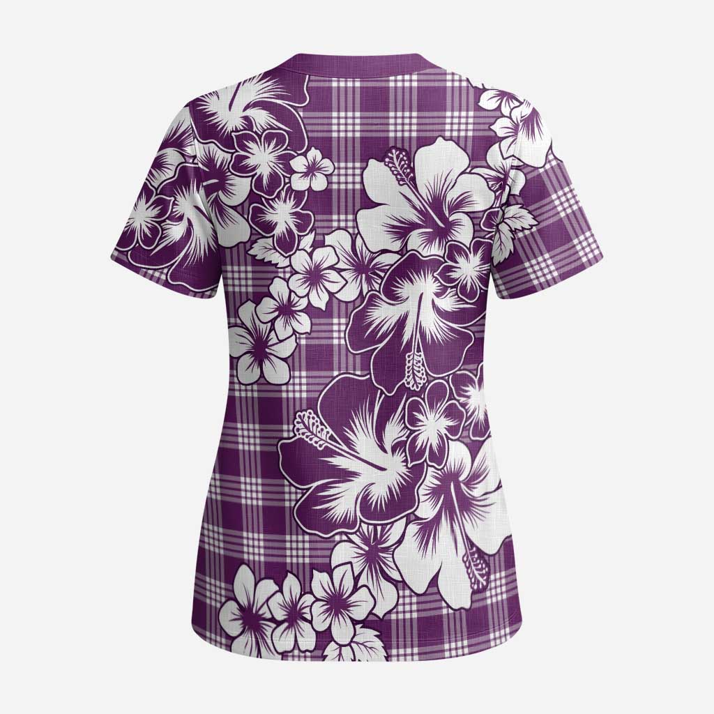 Hibiscus Pakala Sweetie Purple Scrub Top Tropical Floral Stylized LT01 - Polynesian Pride