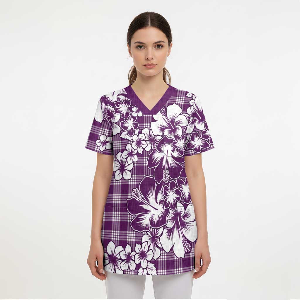 Hibiscus Pakala Sweetie Purple Scrub Top Tropical Floral Stylized LT01 - Polynesian Pride