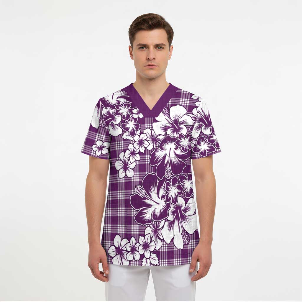 Hibiscus Pakala Sweetie Purple Scrub Top Tropical Floral Stylized LT01 - Polynesian Pride