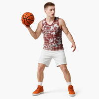Hibiscus Pakala Fantasy Red Basketball Jersey Tropical Floral Stylized LT01 - Polynesian Pride