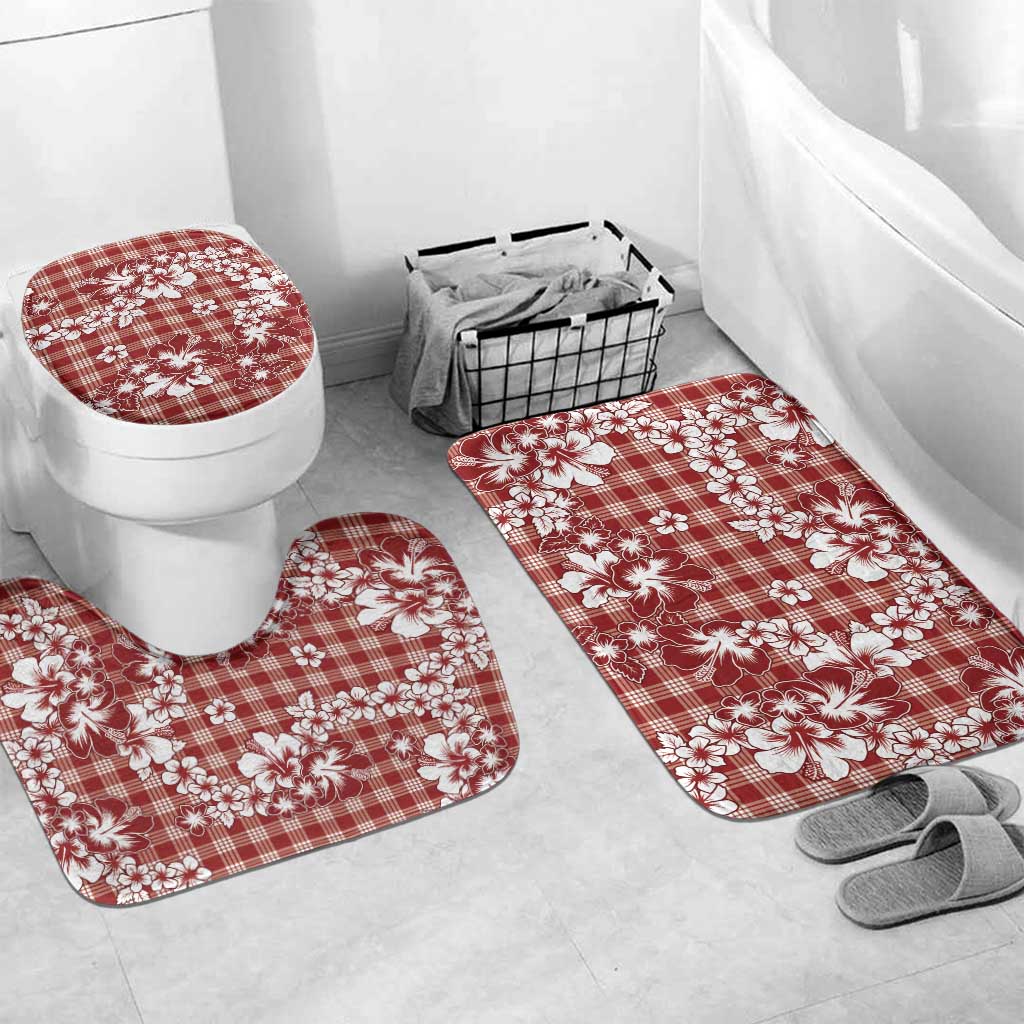 Hibiscus Pakala Fantasy Red Bathroom Set Tropical Floral Stylized LT01 Mat Set Only (3 pcs) One Size Red - Polynesian Pride