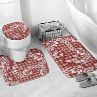Hibiscus Pakala Fantasy Red Bathroom Set Tropical Floral Stylized LT01 Mat Set Only (3 pcs) One Size Red - Polynesian Pride