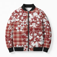 Hibiscus Pakala Fantasy Red Bomber Puffer Jacket Tropical Floral Stylized LT01 Unisex Red - Polynesian Pride