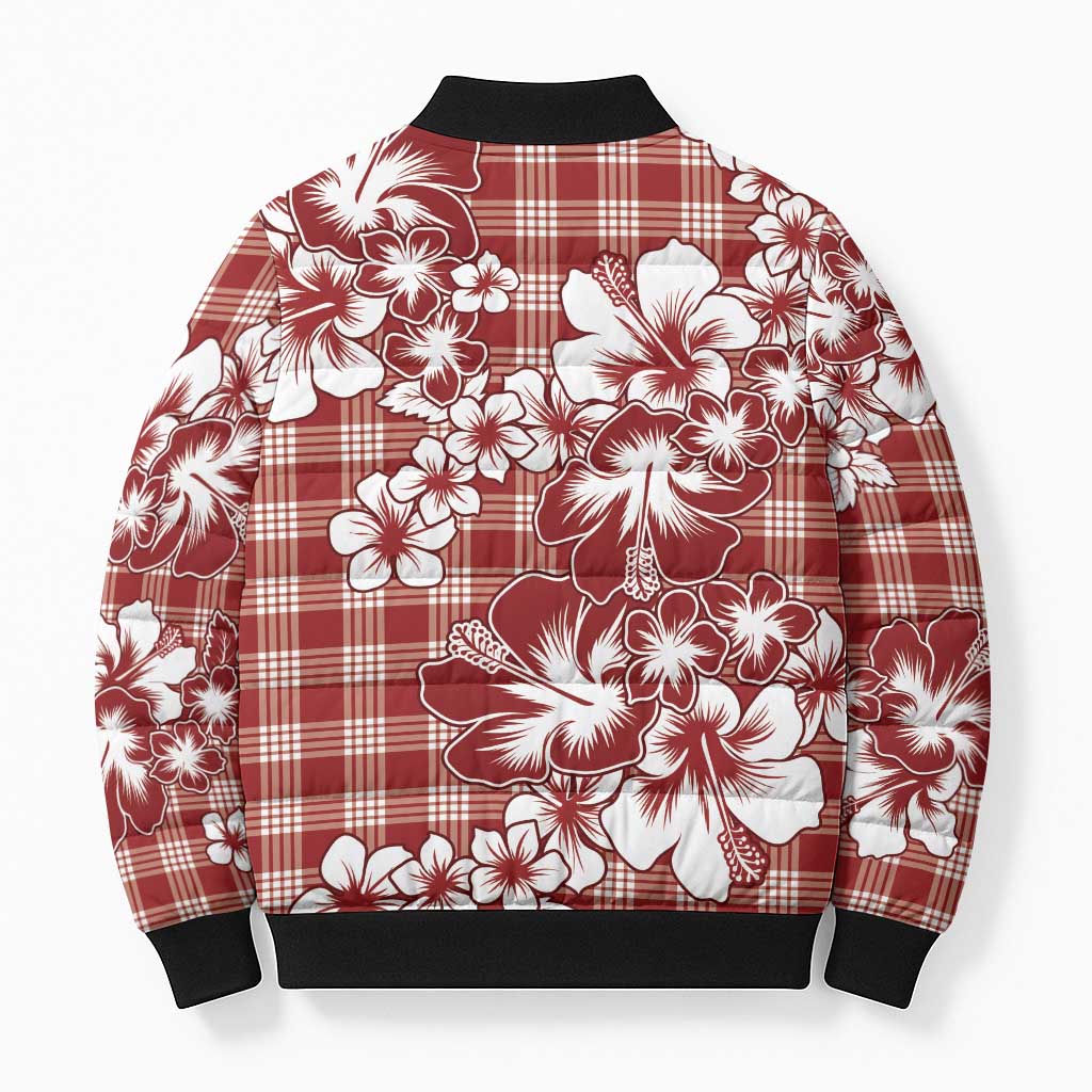 Hibiscus Pakala Fantasy Red Bomber Puffer Jacket Tropical Floral Stylized LT01 - Polynesian Pride