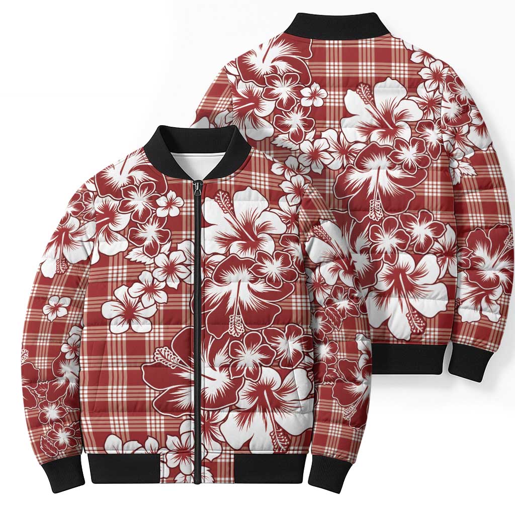 Hibiscus Pakala Fantasy Red Bomber Puffer Jacket Tropical Floral Stylized LT01 - Polynesian Pride