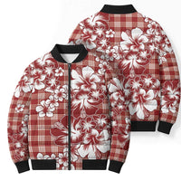 Hibiscus Pakala Fantasy Red Bomber Puffer Jacket Tropical Floral Stylized LT01 - Polynesian Pride