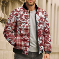 Hibiscus Pakala Fantasy Red Bomber Puffer Jacket Tropical Floral Stylized LT01 - Polynesian Pride