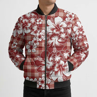 Hibiscus Pakala Fantasy Red Bomber Puffer Jacket Tropical Floral Stylized LT01 - Polynesian Pride
