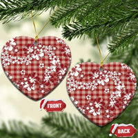 Hibiscus Pakala Fantasy Red Ceramic Ornament Tropical Floral Stylized LT01 Heart Red - Polynesian Pride