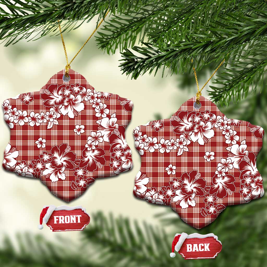 Hibiscus Pakala Fantasy Red Ceramic Ornament Tropical Floral Stylized LT01 Snow Flake Red - Polynesian Pride