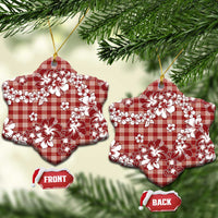 Hibiscus Pakala Fantasy Red Ceramic Ornament Tropical Floral Stylized LT01 Snow Flake Red - Polynesian Pride