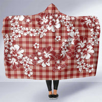 Hibiscus Pakala Fantasy Red Hooded Blanket Tropical Floral Stylized LT01 One Size Red - Polynesian Pride