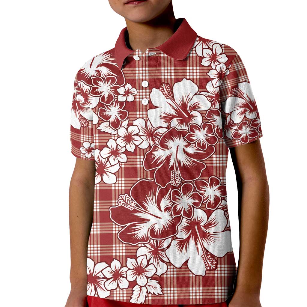 Hibiscus Pakala Fantasy Red Kid Polo Shirt Tropical Floral Stylized LT01 Kid Red - Polynesian Pride