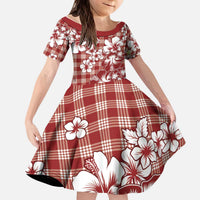 Hibiscus Pakala Fantasy Red Kid Short Sleeve Dress Tropical Floral Stylized LT01 KID Red - Polynesian Pride