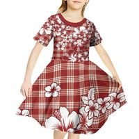 Hibiscus Pakala Fantasy Red Kid Short Sleeve Dress Tropical Floral Stylized LT01 - Polynesian Pride