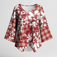 Hibiscus Pakala Fantasy Red Kimono Sleeve Blouse Tropical Floral Stylized LT01 Female Red - Polynesian Pride