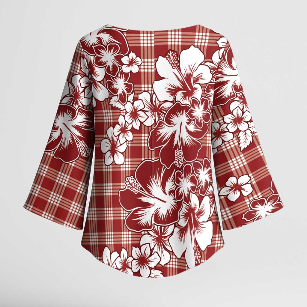 Hibiscus Pakala Fantasy Red Kimono Sleeve Blouse Tropical Floral Stylized LT01 - Polynesian Pride