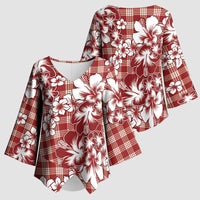 Hibiscus Pakala Fantasy Red Kimono Sleeve Blouse Tropical Floral Stylized LT01 - Polynesian Pride