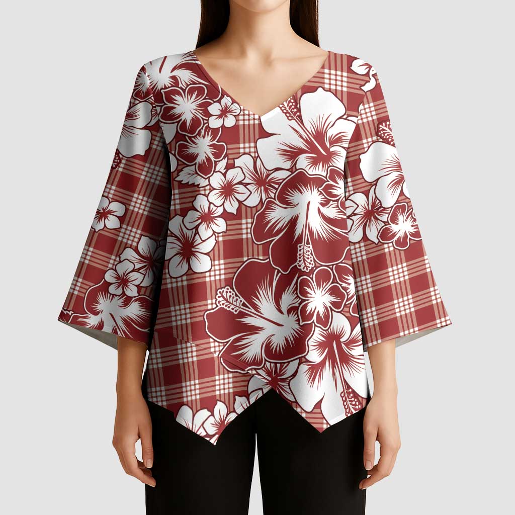 Hibiscus Pakala Fantasy Red Kimono Sleeve Blouse Tropical Floral Stylized LT01 - Polynesian Pride