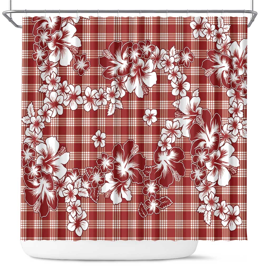 Hibiscus Pakala Fantasy Red Shower Curtain Tropical Floral Stylized LT01 Red - Polynesian Pride