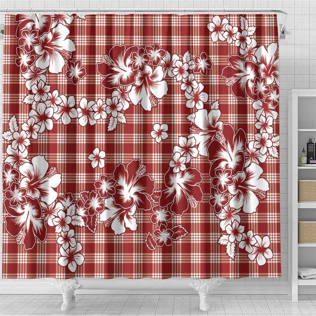 Hibiscus Pakala Fantasy Red Shower Curtain Tropical Floral Stylized LT01 - Polynesian Pride
