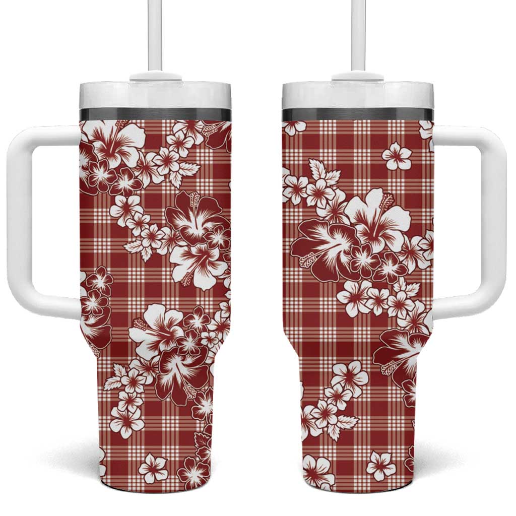Hibiscus Pakala Fantasy Red Tumbler With Handle Tropical Floral Stylized LT01 One Size: 40 oz Red - Polynesian Pride