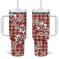 Hibiscus Pakala Fantasy Red Tumbler With Handle Tropical Floral Stylized LT01 One Size: 40 oz Red - Polynesian Pride