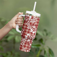 Hibiscus Pakala Fantasy Red Tumbler With Handle Tropical Floral Stylized LT01 - Polynesian Pride