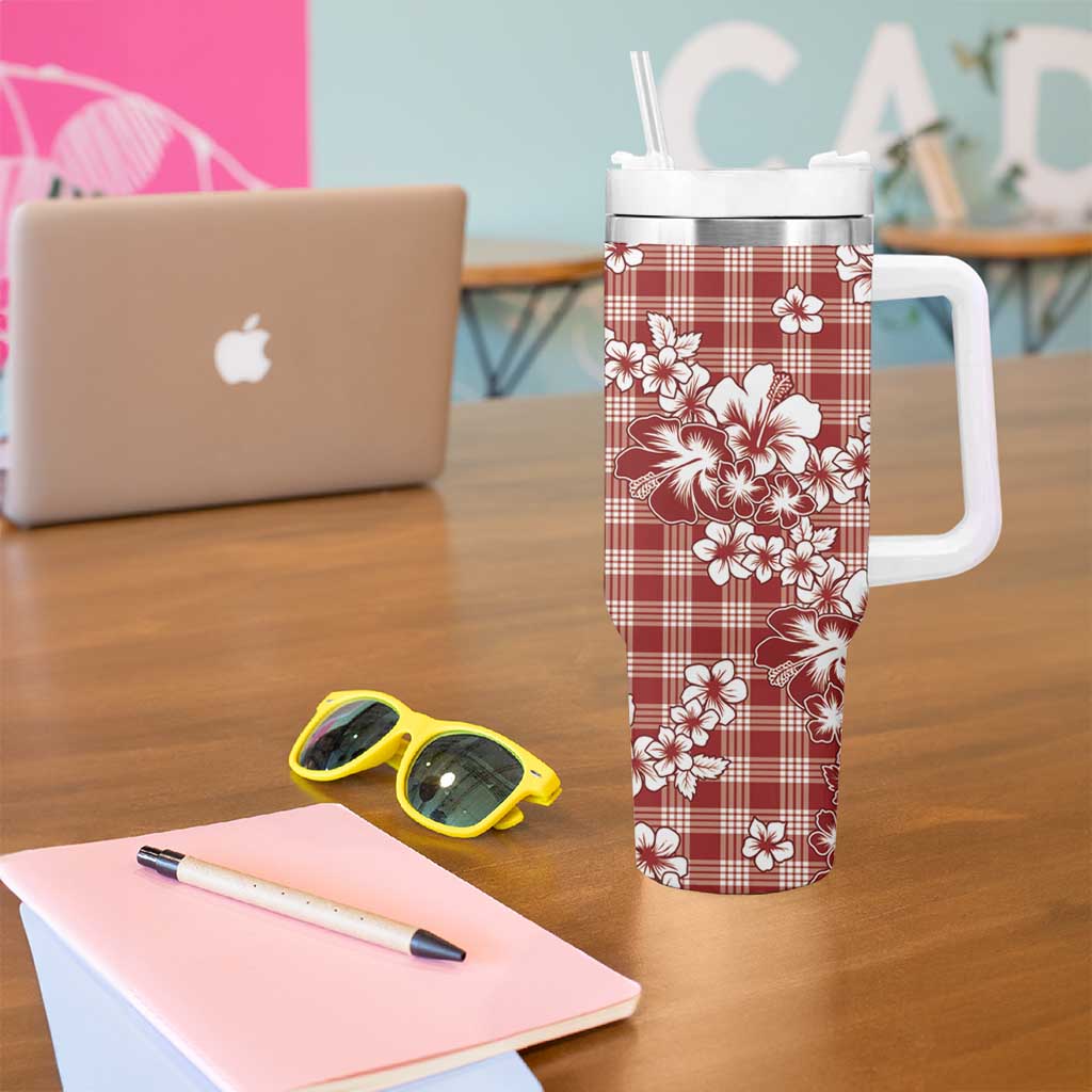 Hibiscus Pakala Fantasy Red Tumbler With Handle Tropical Floral Stylized LT01 - Polynesian Pride