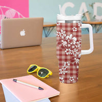 Hibiscus Pakala Fantasy Red Tumbler With Handle Tropical Floral Stylized LT01 - Polynesian Pride