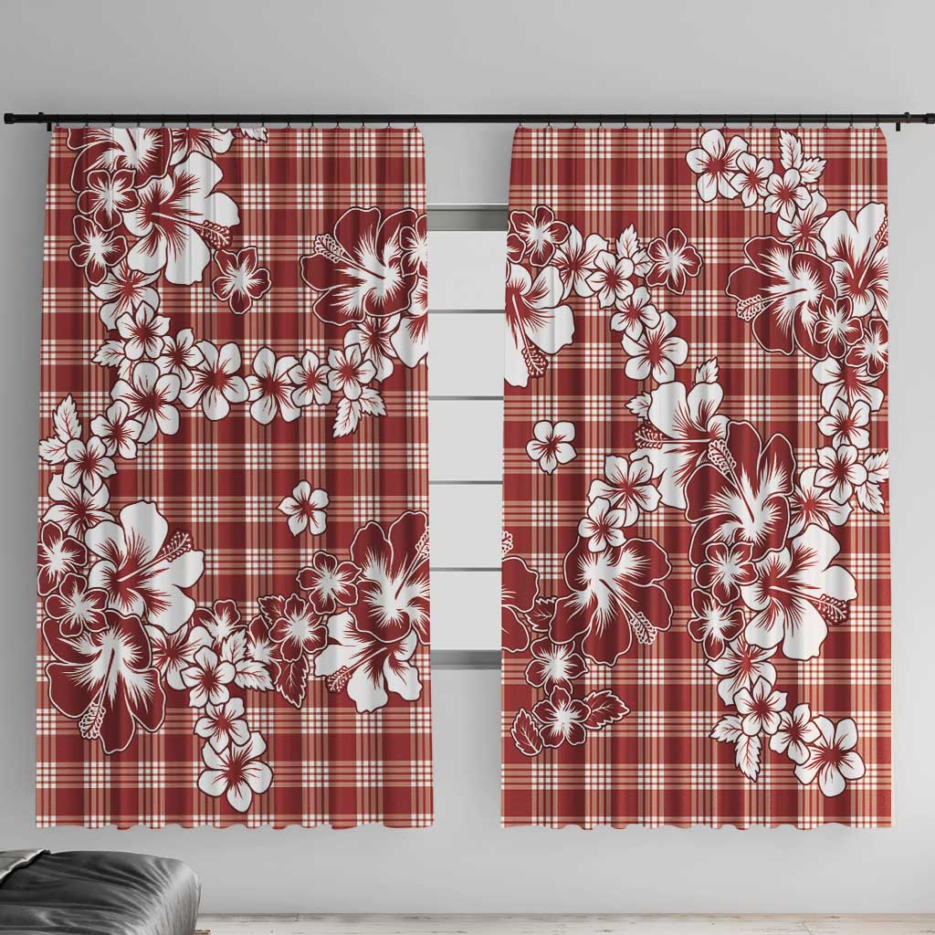 Hibiscus Pakala Fantasy Red Window Curtain Tropical Floral Stylized LT01 With Hooks Red - Polynesian Pride
